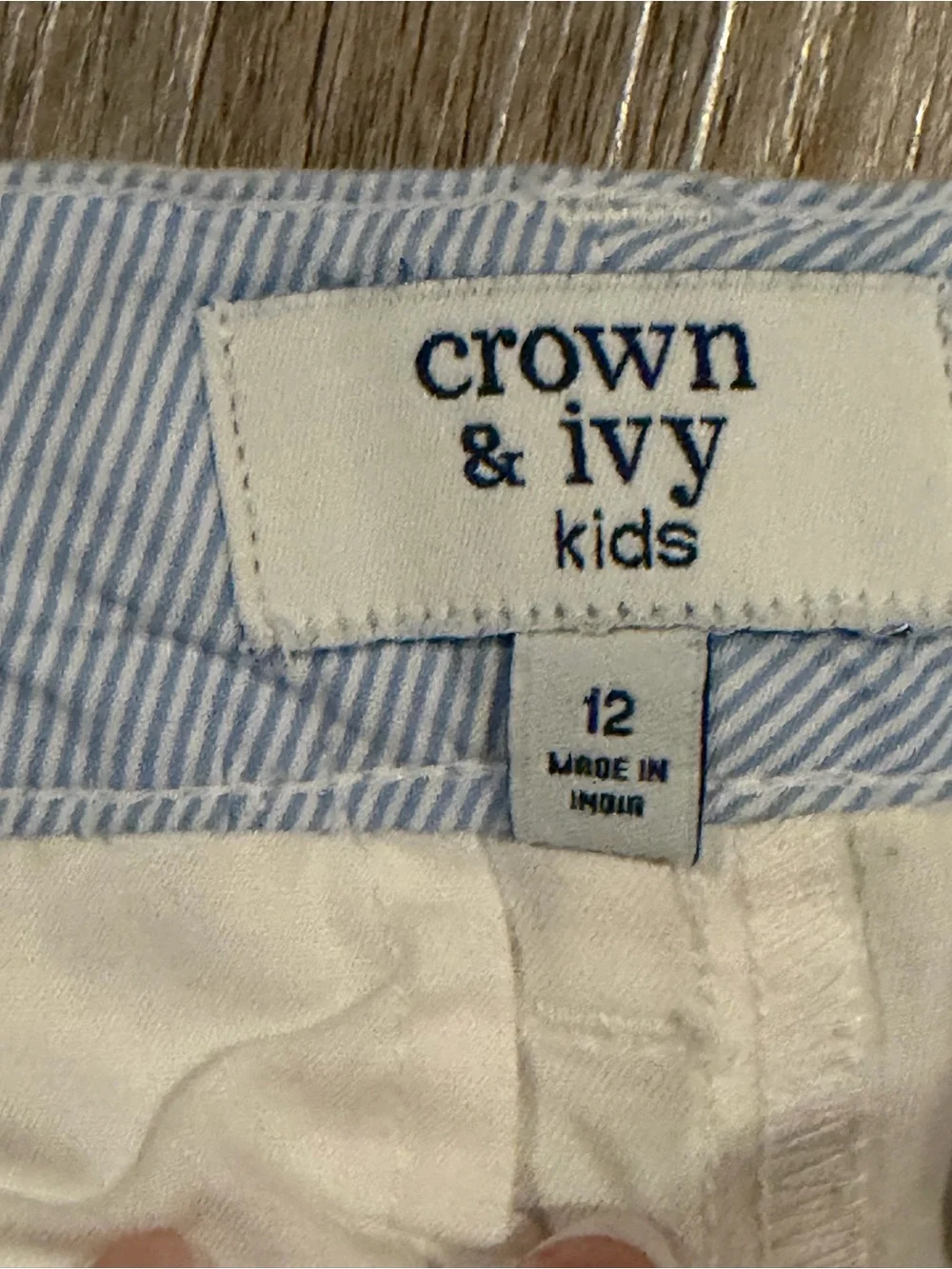 Girls White Scallop Hem Cotton Shorts Crown & Ivy size 12